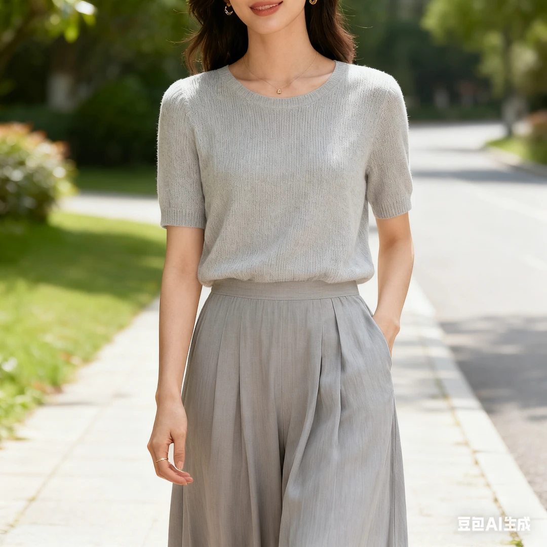 撤柜时尚女装圆领纯色上衣