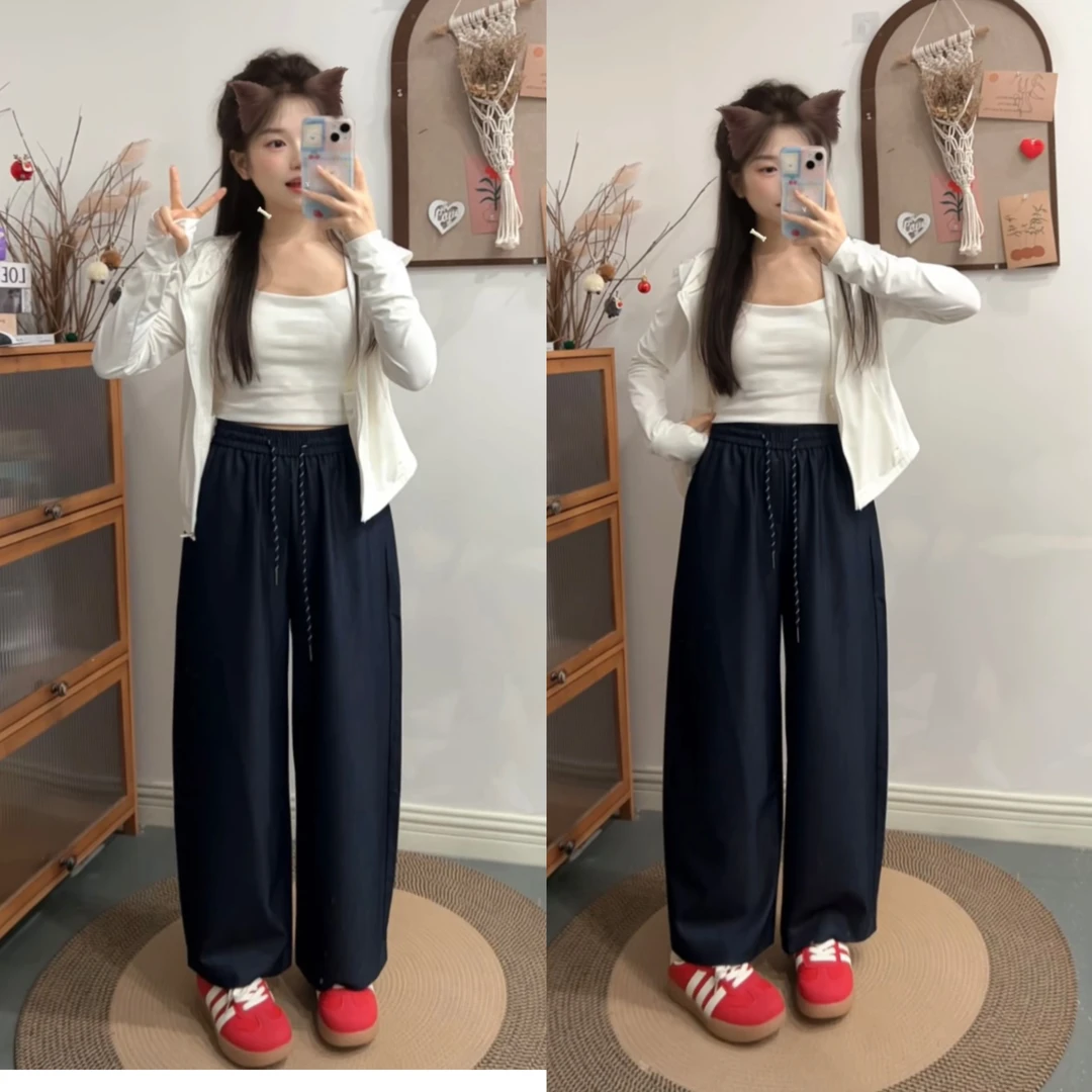 小个子夏季薄款仿牛仔慵懒韩版奶奶裤休闲裤6009