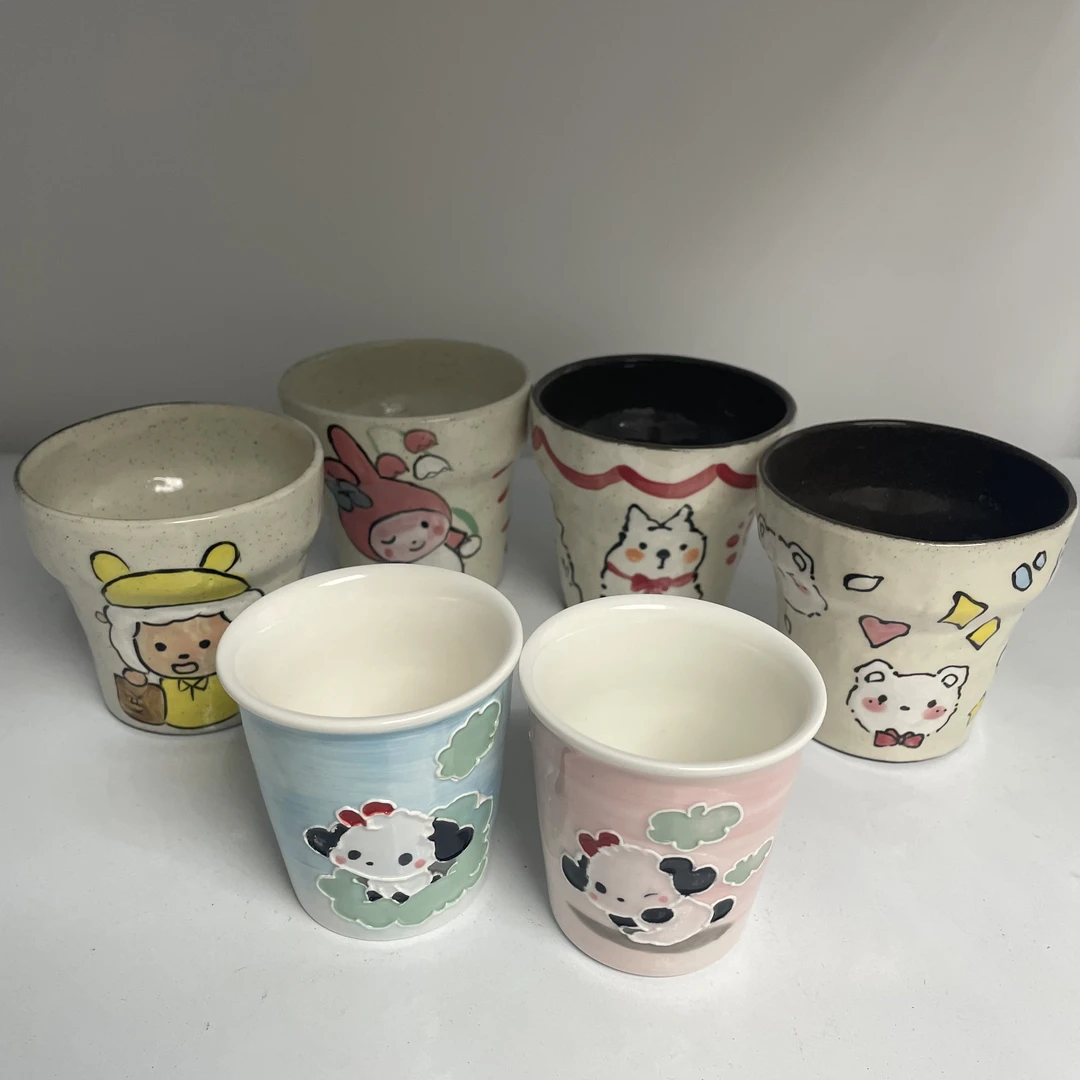 景德镇高温釉下彩陶瓷手绘卡通创意合集杯碗碟