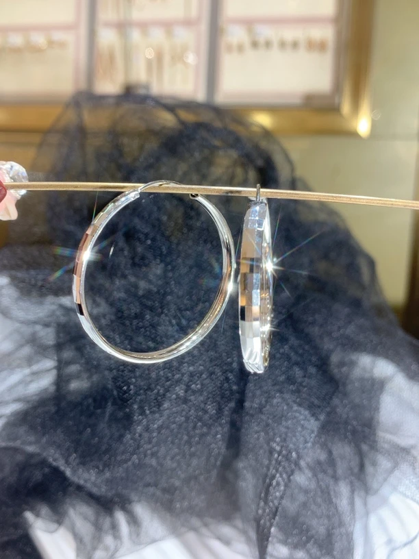 925银银制品 925银 40mm 镭射耳圈(宽4mm)