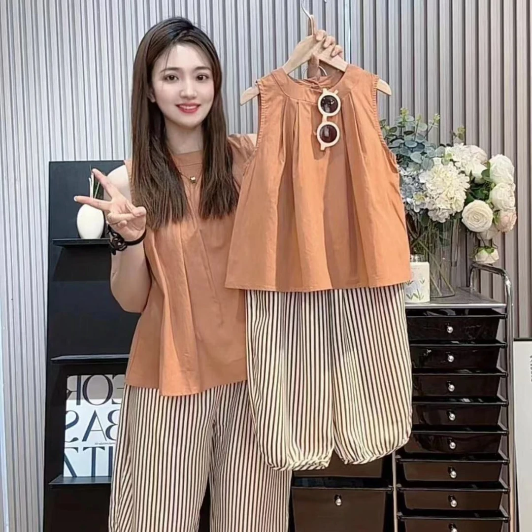 女童夏装套装2024新款儿童时髦无袖背心宽松裤子女宝宝夏季两件套