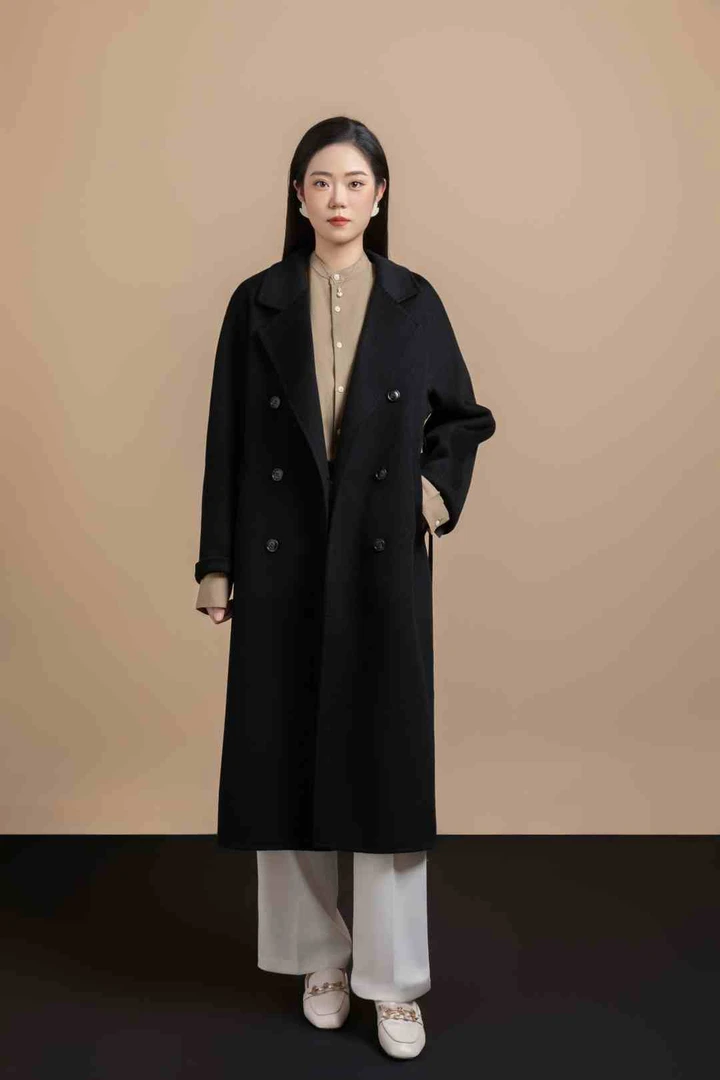 【一生一件】，经典801中长款羊绒大衣商务宽松高级感双排扣秋冬2206