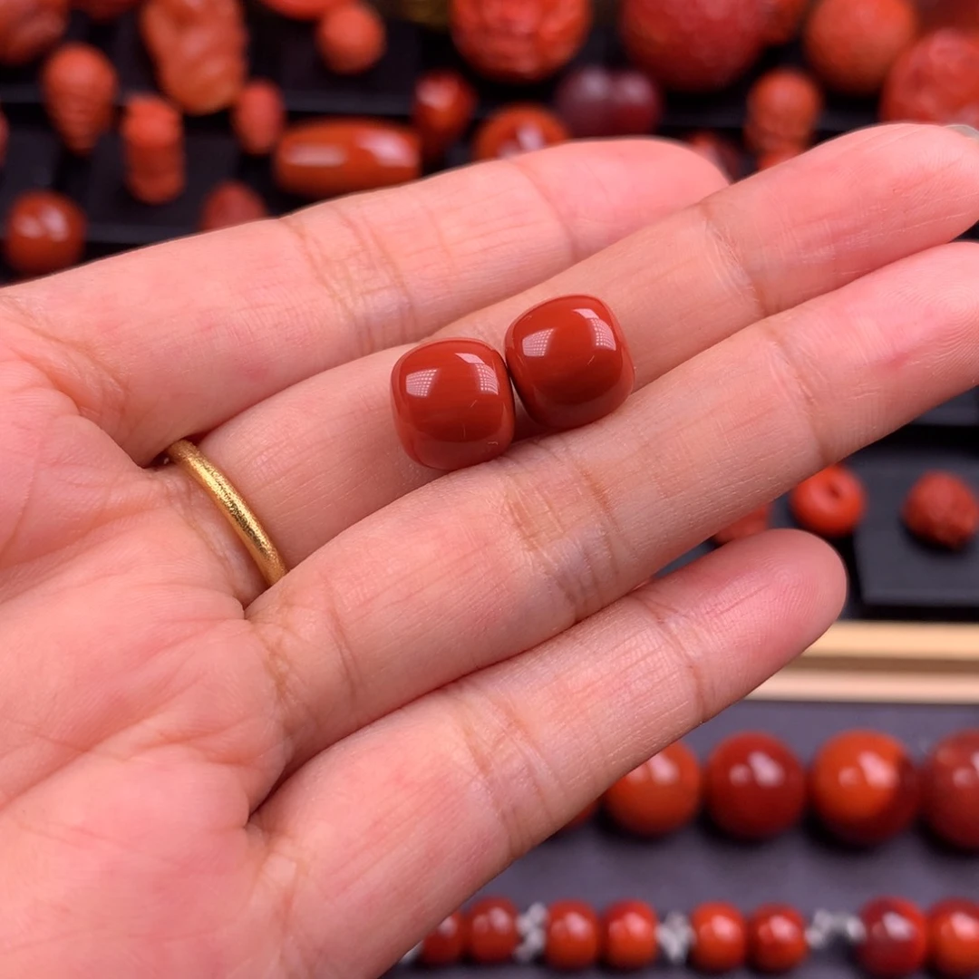 南红玛瑙老型对珠10mm未镶嵌拥**珍