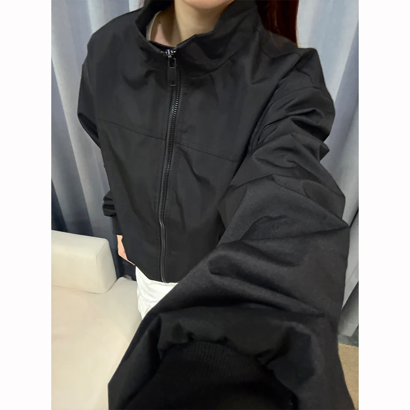 黑色cleanfit短款工装夹克男款秋季三防立领冲锋衣飞行员上衣外套