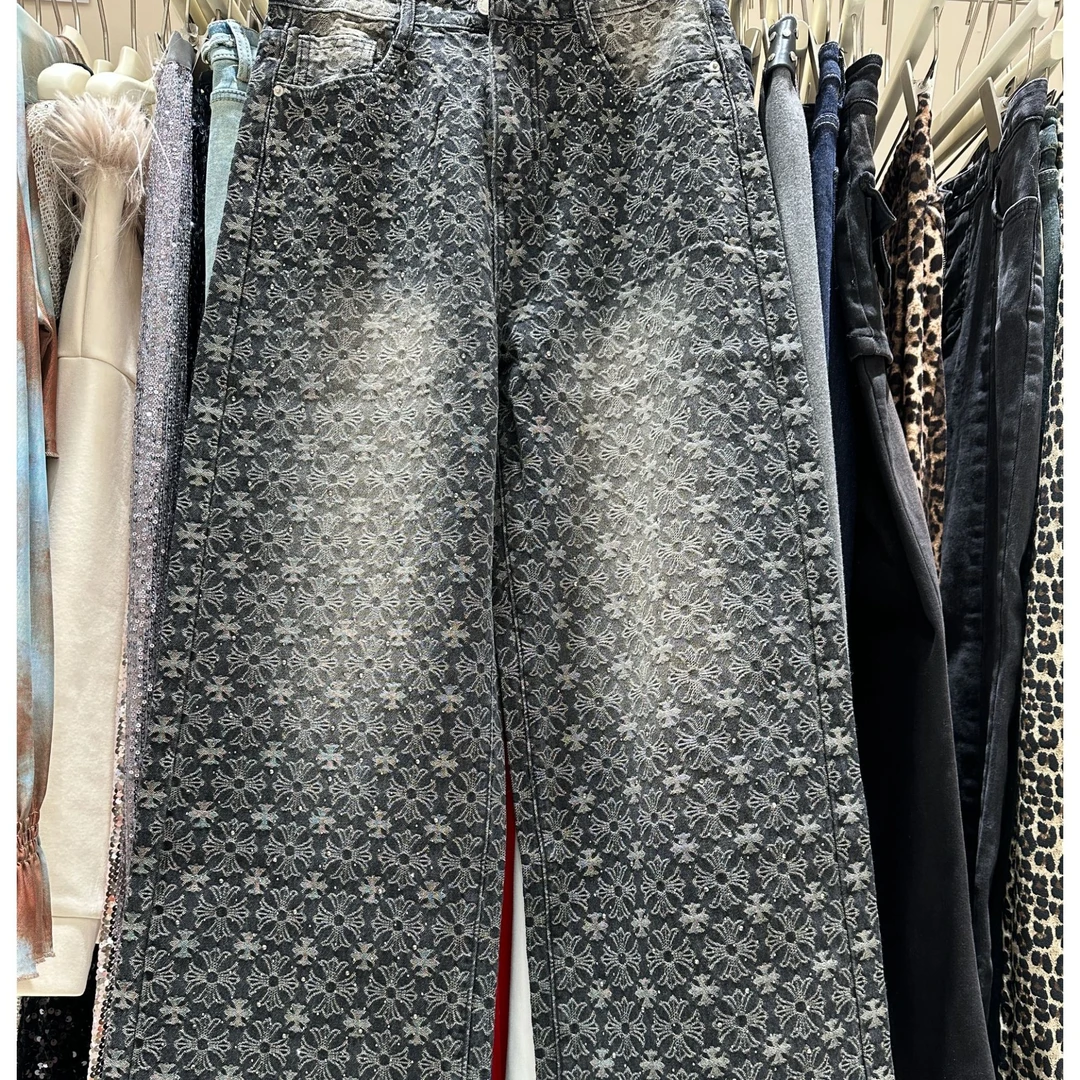 【新款】2025春款重工牛仔阔腿裤