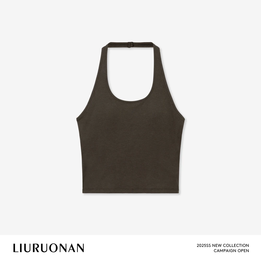 LIURUONAN 25SS【挂脖带胸垫背心】极简舒适工字吊带修身显瘦上衣女