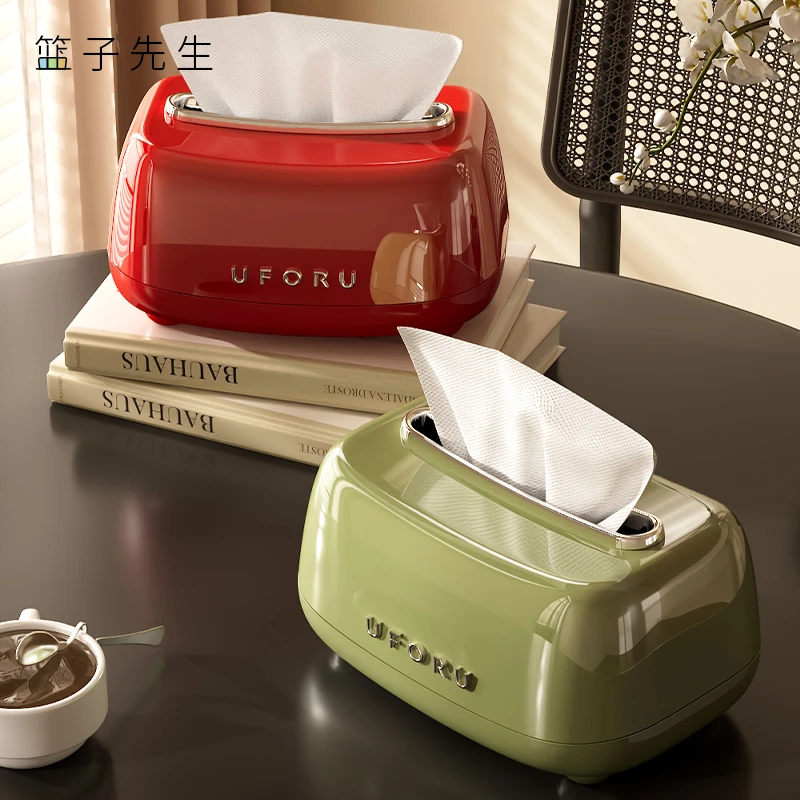 复古风纸巾盒客厅轻奢高档抽纸盒茶几餐巾纸收纳带弹簧桌面纸巾盒