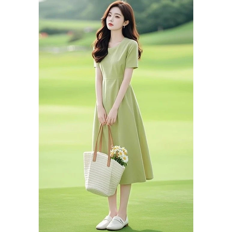 啊【店铺热销】夏季新品微胖女生洋气减龄遮手臂钓系约会度假风极简