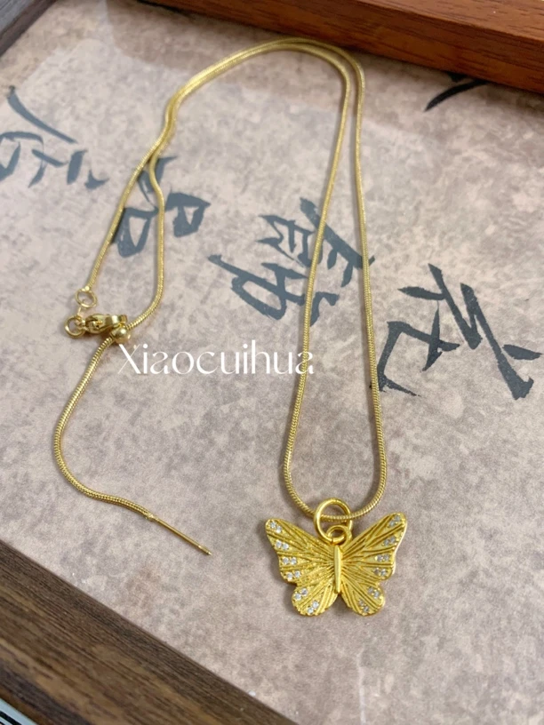 蝴蝶拉丝+蛇骨链时尚仙女精致坠链精美diy配饰女生饰品