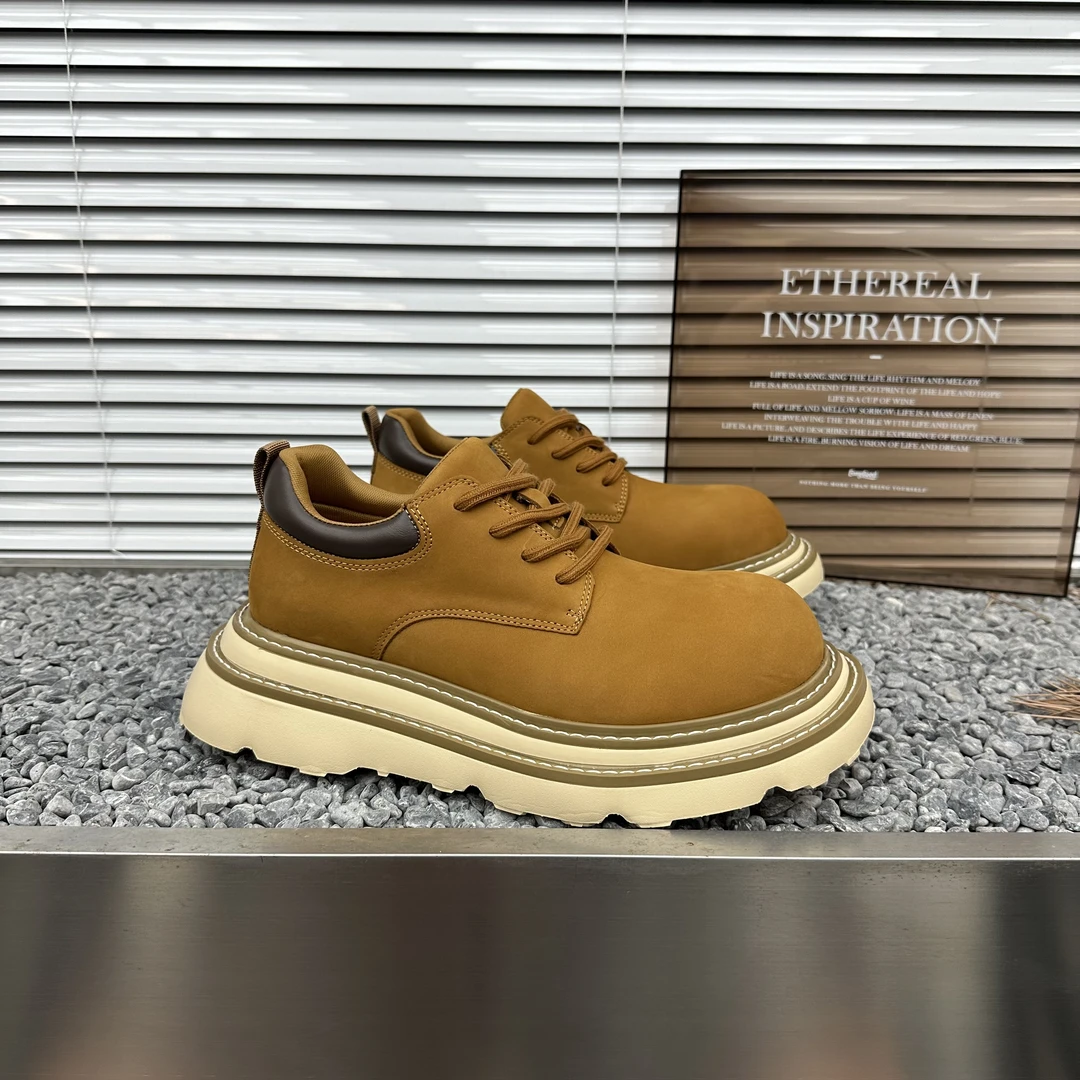 男士高端马丁靴潮流厚底增高大头鞋英伦风轻便时尚百搭德比鞋复古