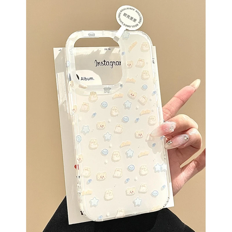 IMD蓝星星小猫适用iPhone16/15手机壳华为荣耀创意VIVO小米OPPO软
