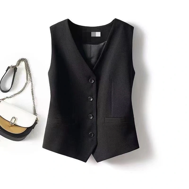 四粒扣百搭马甲英伦常规款休闲无袖气质女士时尚