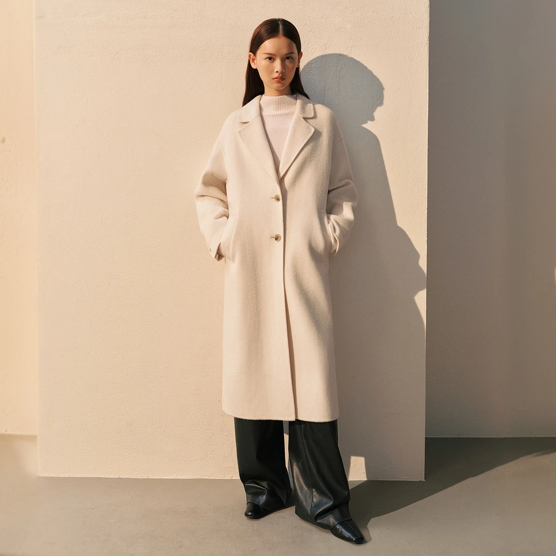 【丽公主专属】太平鸟大师甄毛系列羊驼毛双面呢大衣ABAAE415M