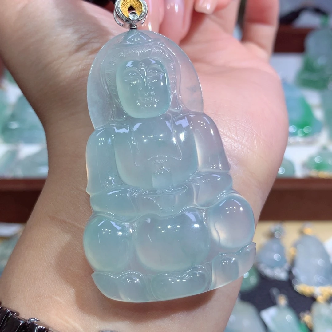 吊坠(不含链)18K金镶嵌翡翠