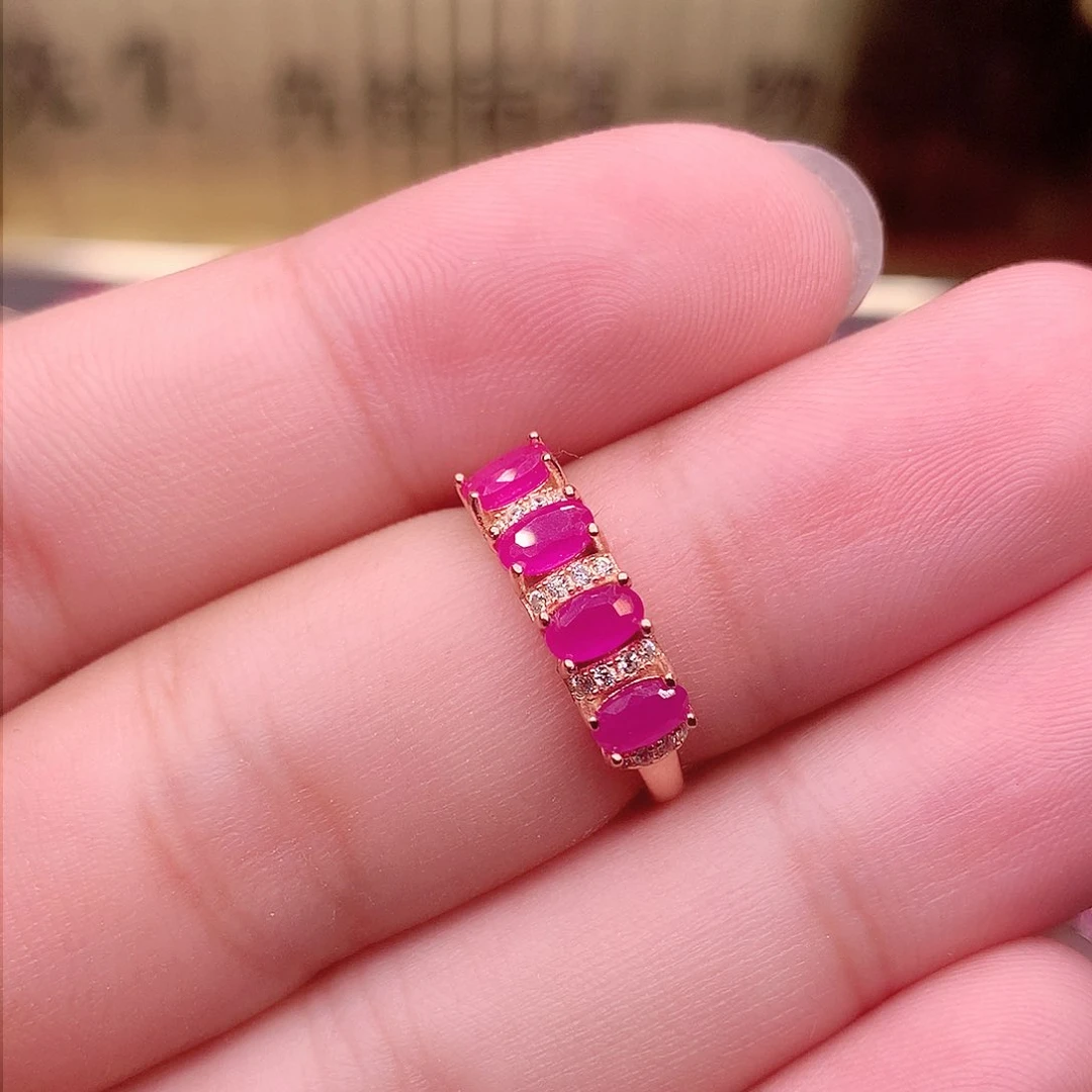 红宝石戒指银S925镶嵌