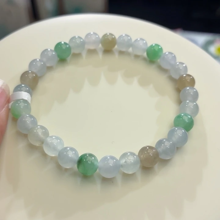 翡翠未镶嵌手链冰胶多宝卡6.8