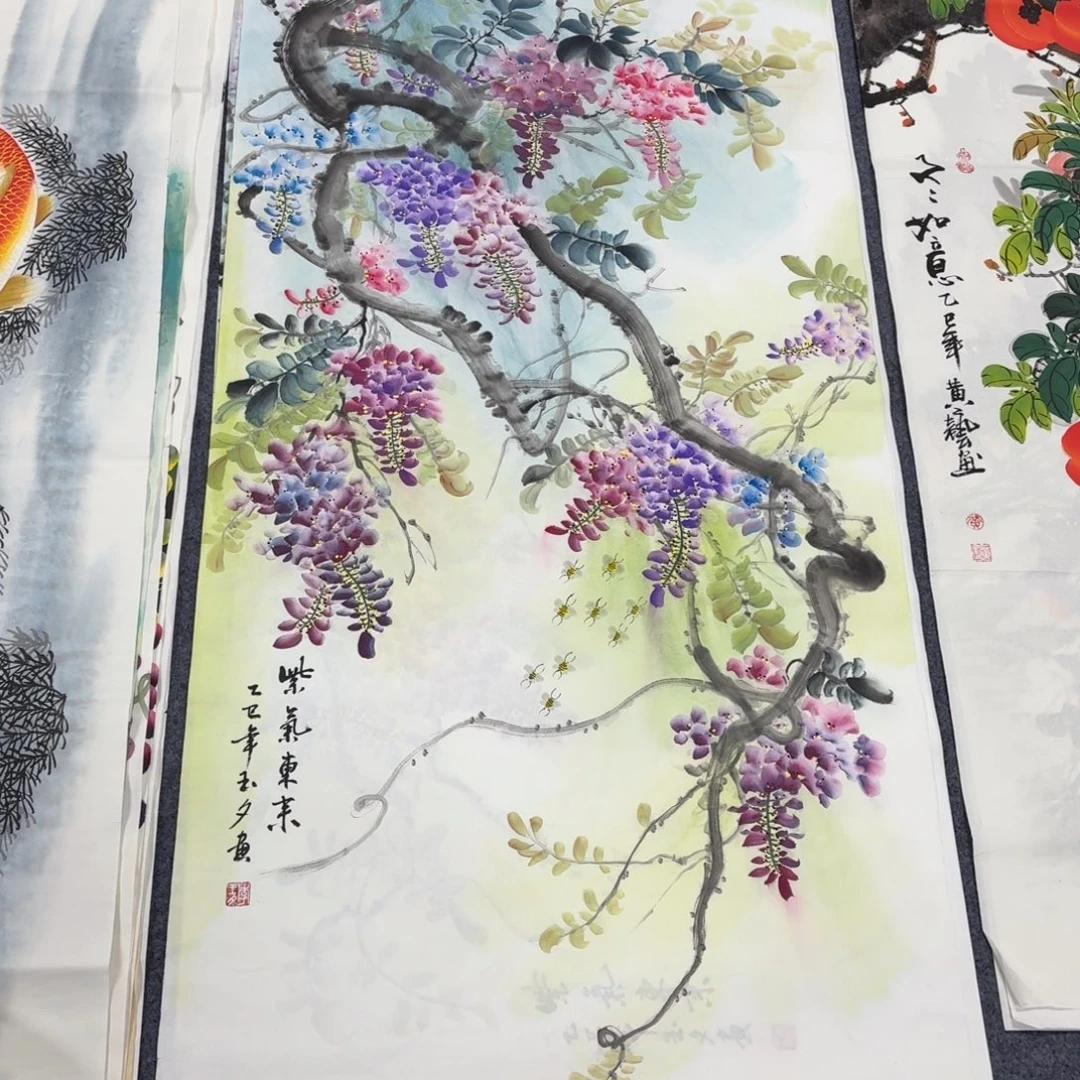 国画140×68手绘画画画