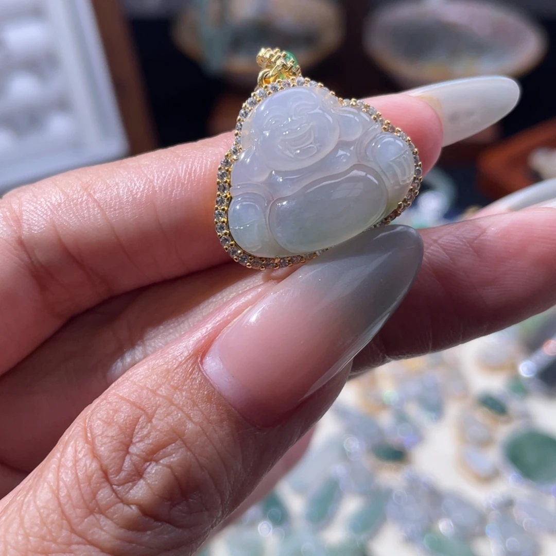 翡翠银S925镶嵌项链佛公