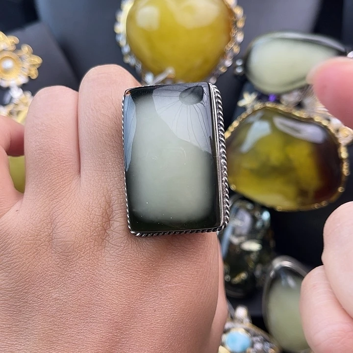 琥珀银S925镶嵌裸石