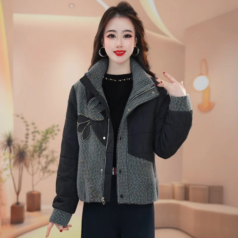 蔓2025年冬季新款时尚气质显瘦百搭短款女士棉服外套M-3XL