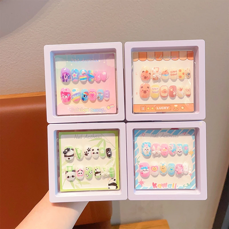 儿童可爱卡通美甲贴女童果冻胶可拆卸穿戴甲片女孩甜美指甲贴发饰
