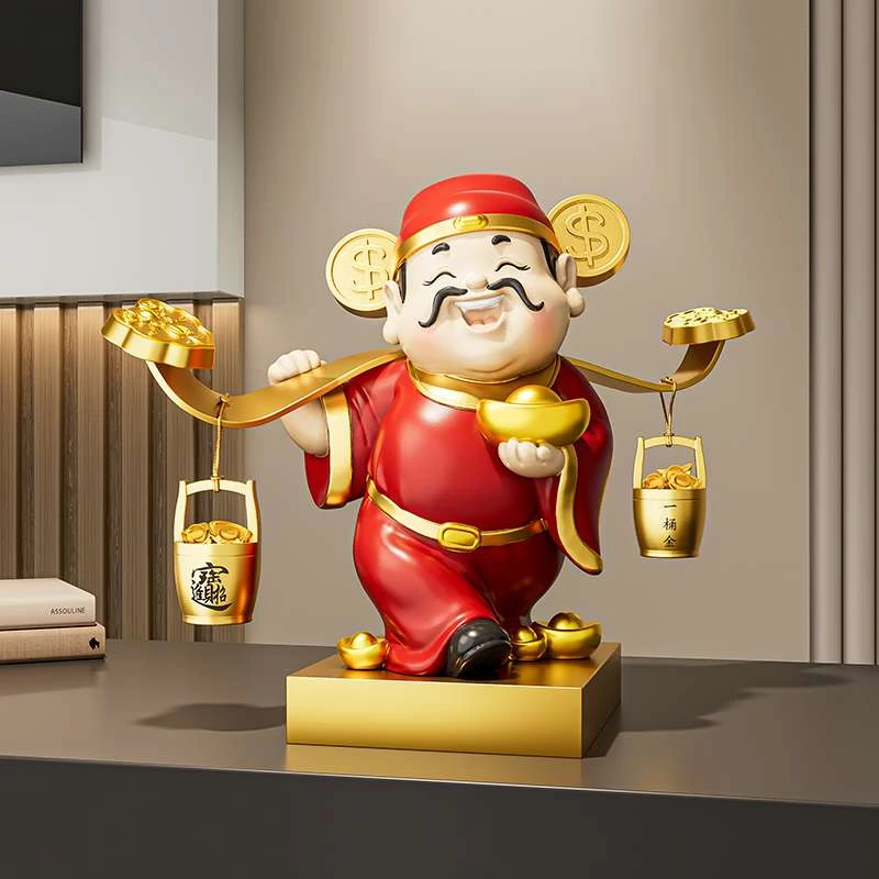 财神爷摆件开业礼物客厅玄关电视柜店铺收银台装饰品乔迁新居礼品