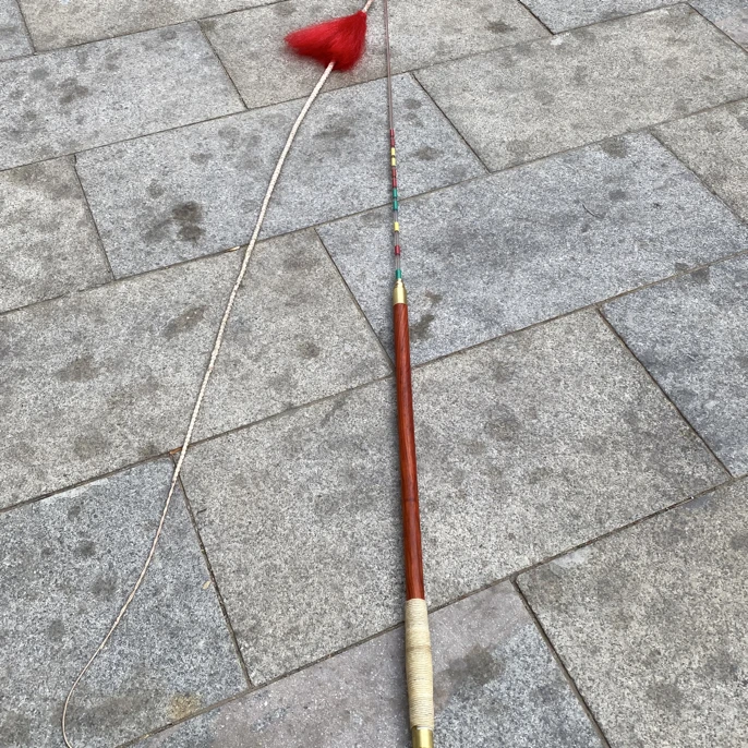 红花梨木铜箍赶车鞭杆1.3米