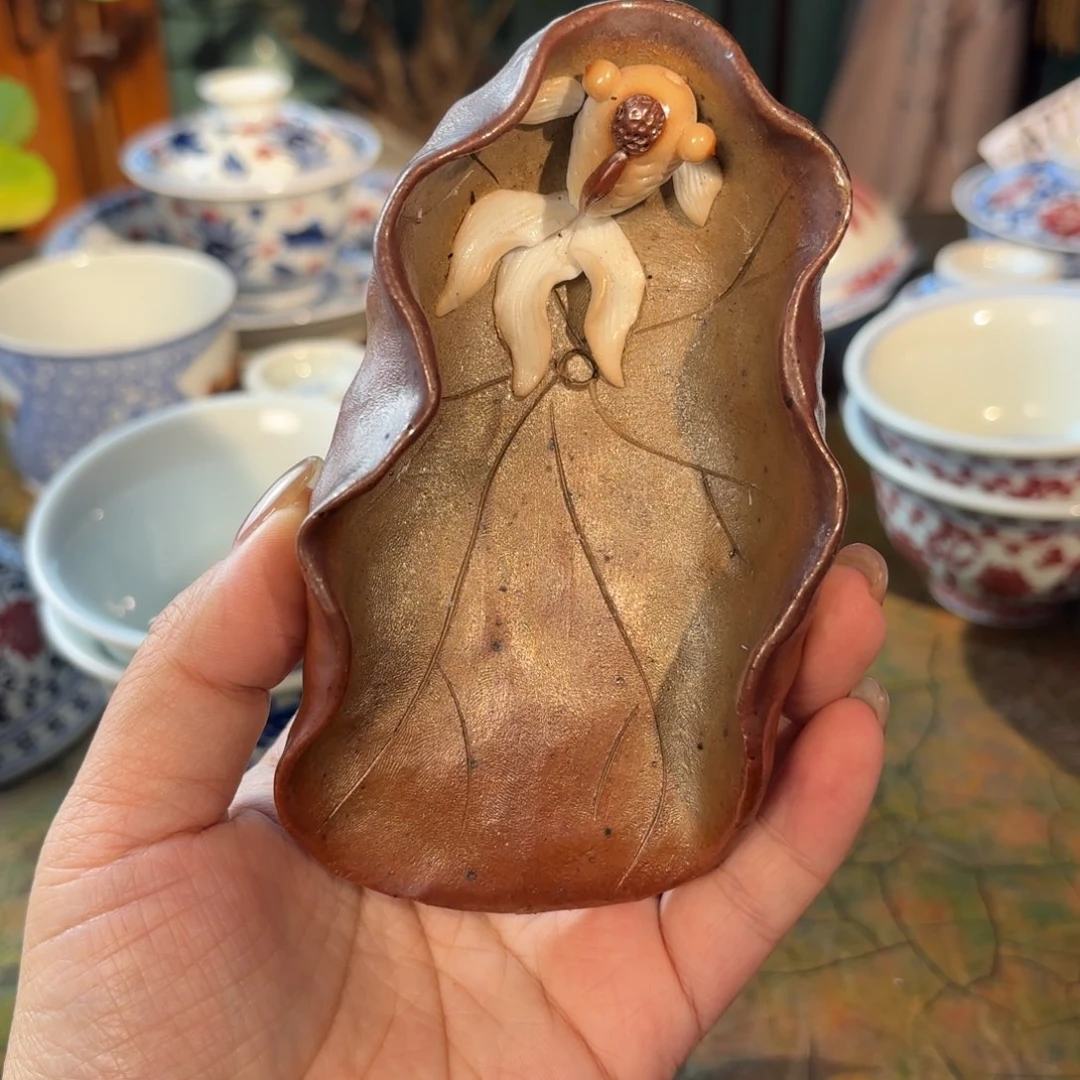 毛*柴烧手作茶则金鱼