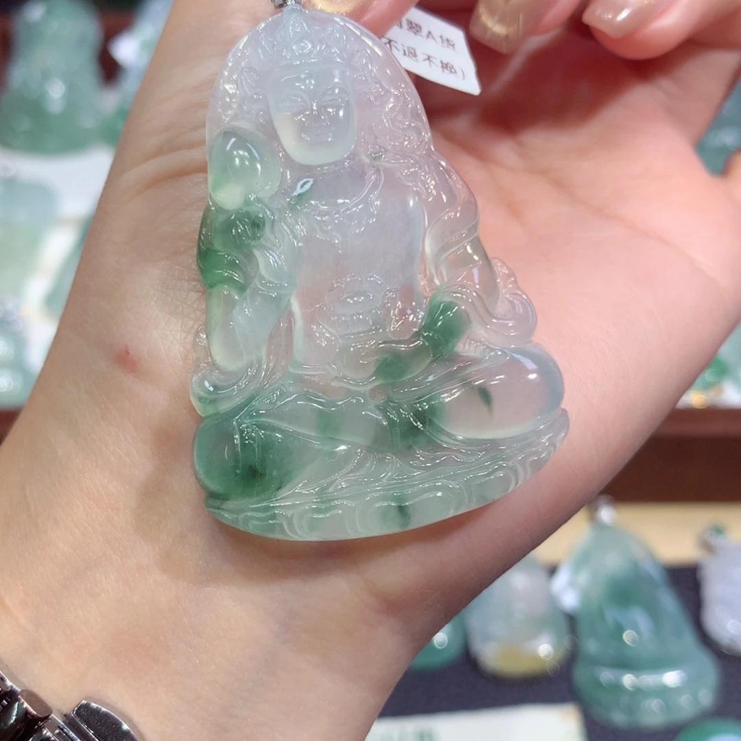 吊坠(不含链)18K金镶嵌翡翠