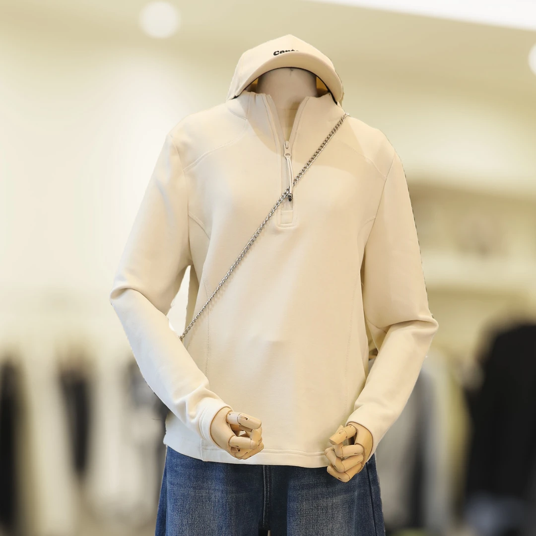 zaw大码女装立领长袖卫衣显瘦内搭半高领打底衫胖mm上衣遮肉25463