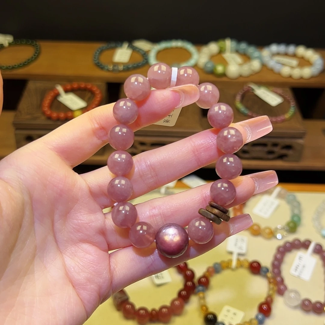 水晶银S925镀金镶嵌手串紫粉2009