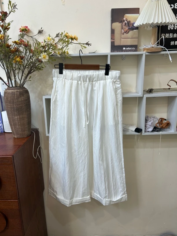 夏季薄款显瘦老钱风休闲八分裤百搭舒适