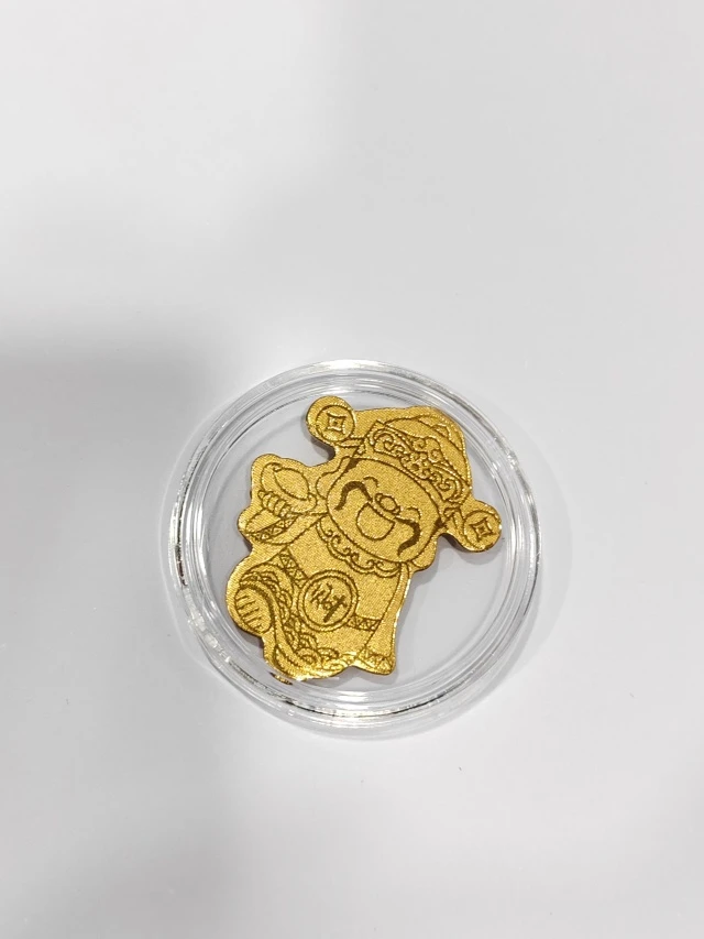 含金工艺品含金手机贴财神新年送礼