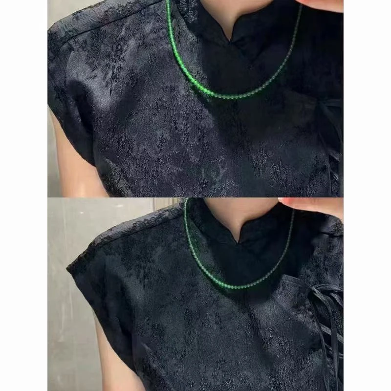 高定设计新款天然A货翡翠小米珠项链简约百搭款JJHJ51021008