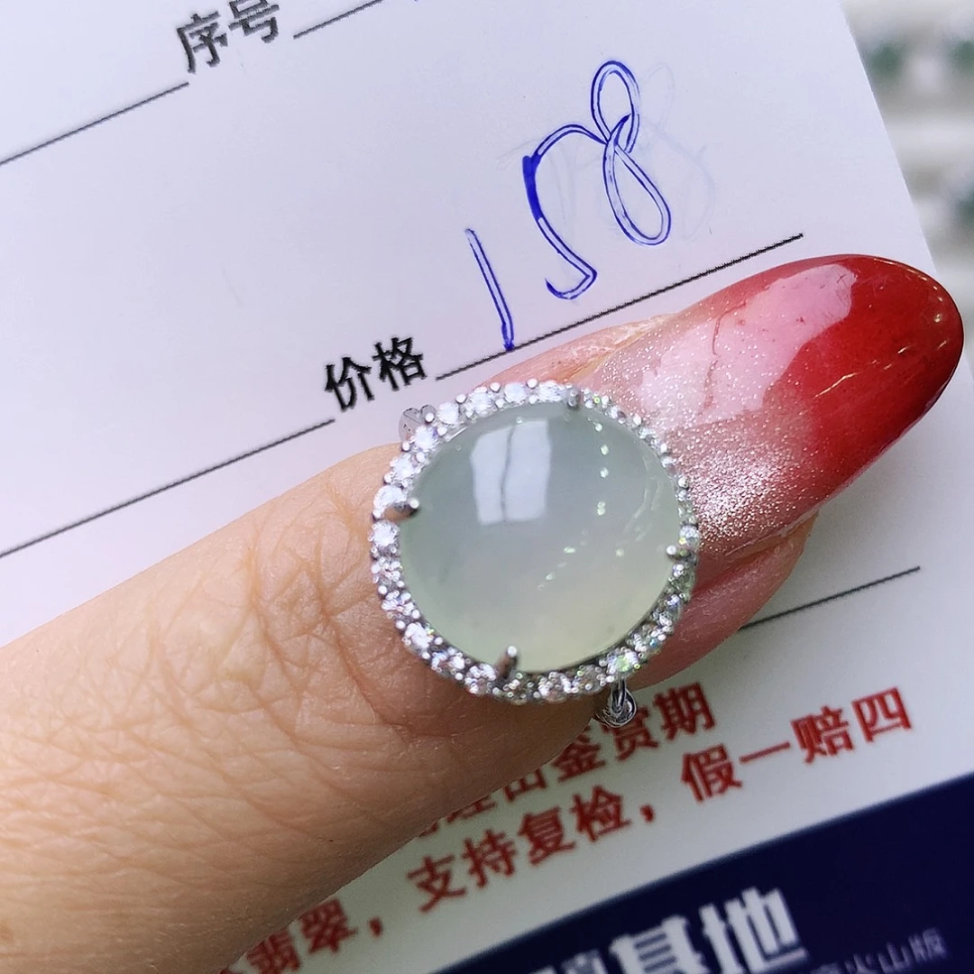 银S925镶嵌戒指翡翠012