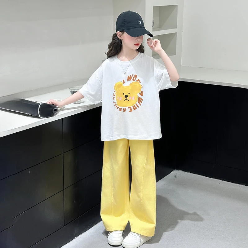 女童夏季套装2025新款儿童休闲运动女大童春秋洋气休闲衣服两件套