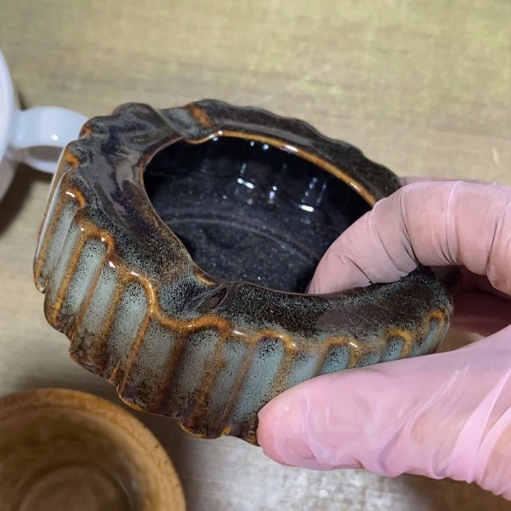 瓷片七厂窑变烟灰缸口径10.5厘米