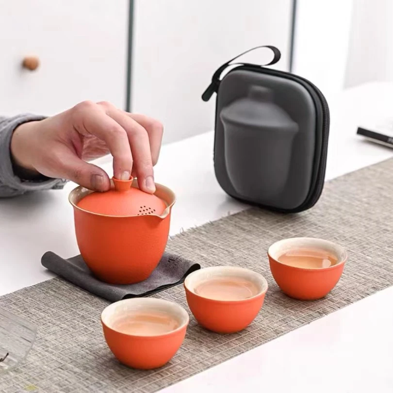 橙色旅行茶具  f038