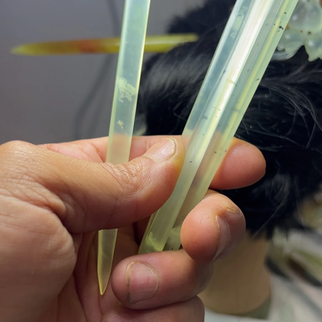 白***予蛇纹石玉未镶嵌发饰