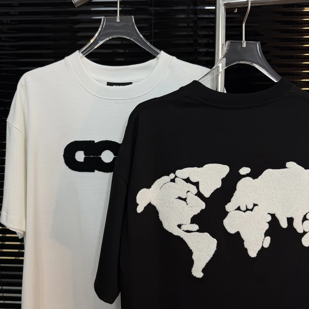 380克 GOOD地图毛巾刺绣短袖T恤男女同款高级感短袖美式重磅短袖