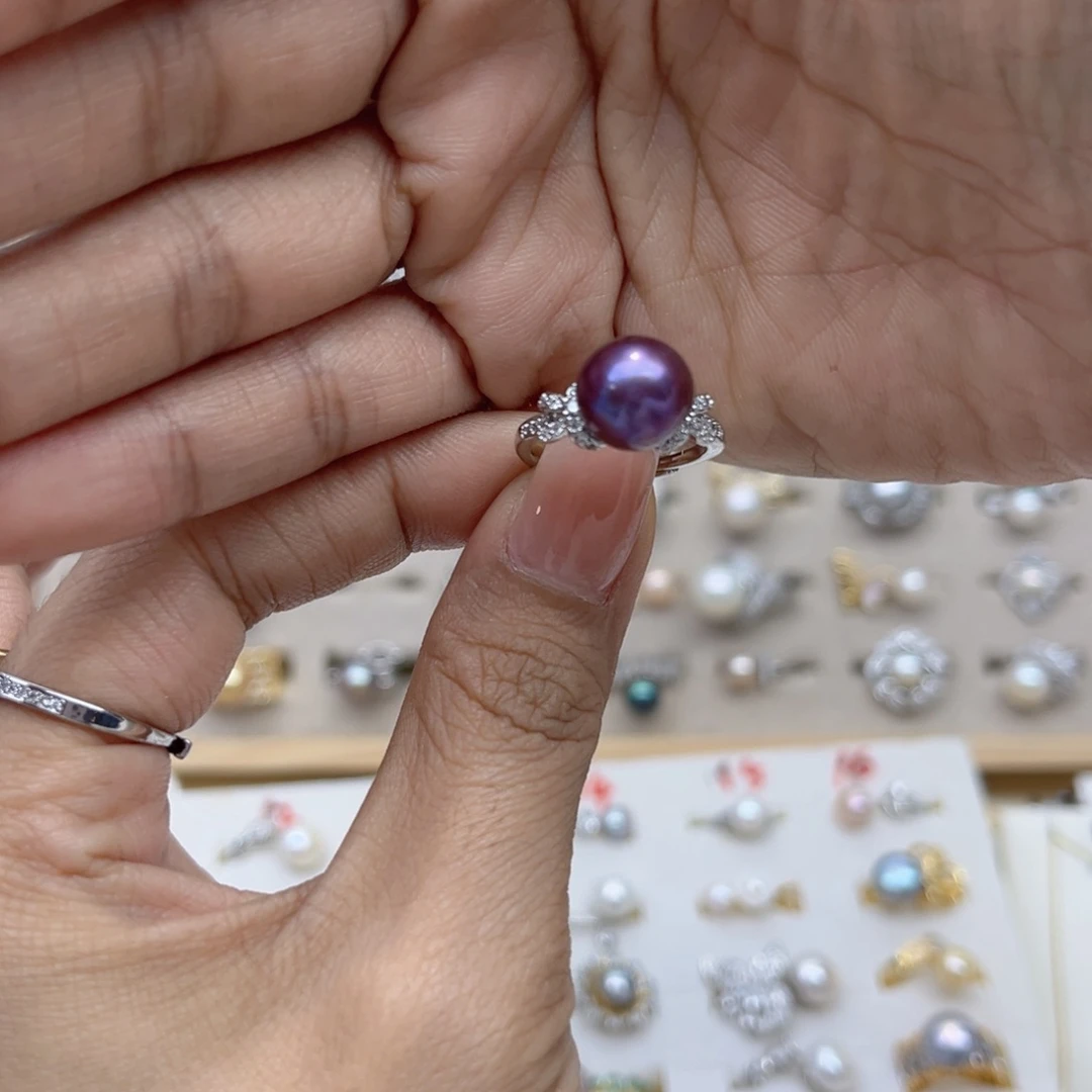 紫****合金淡水珍珠戒指