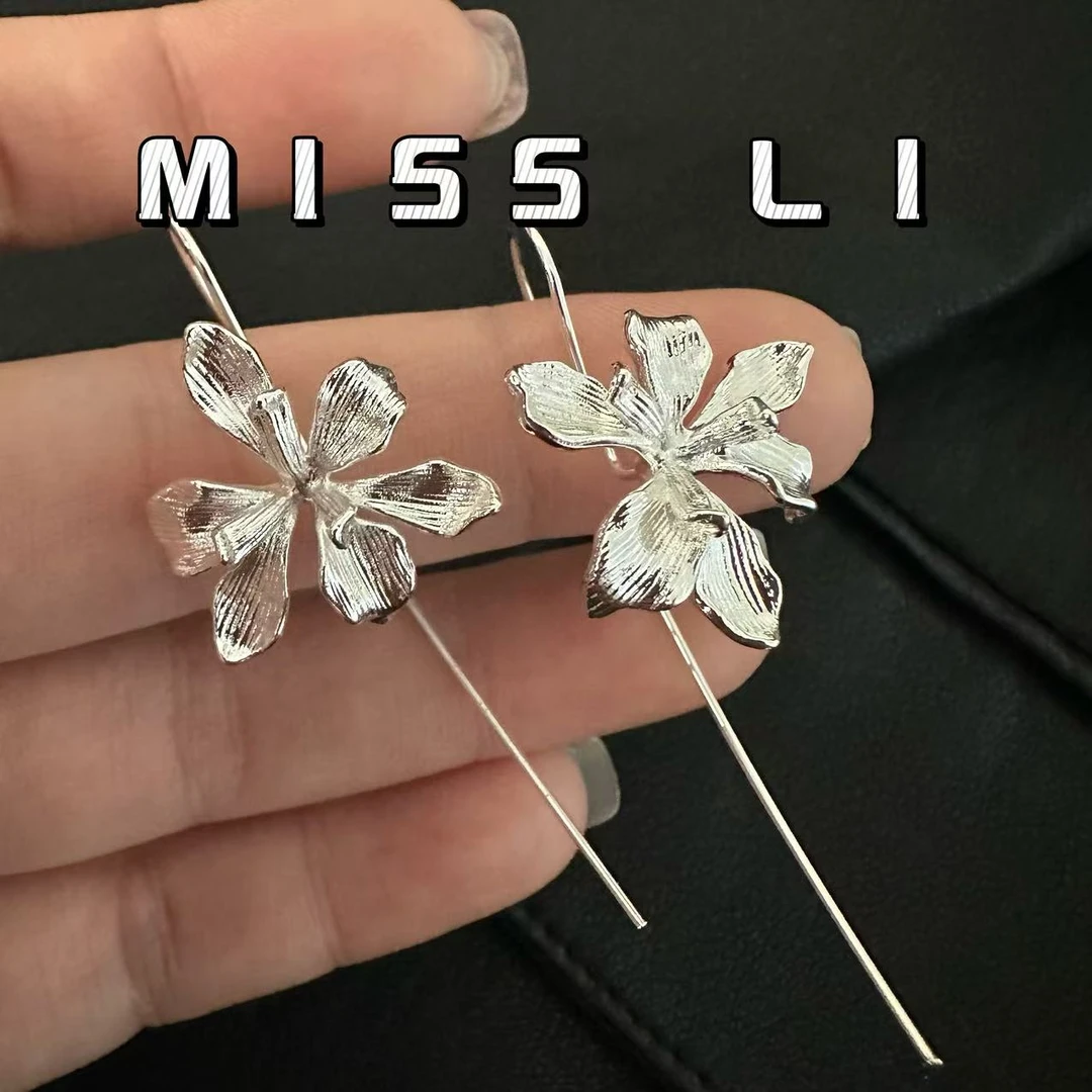 黄铜耳饰 清冷感鸢尾花耳饰 时尚 精美 气质 小众762