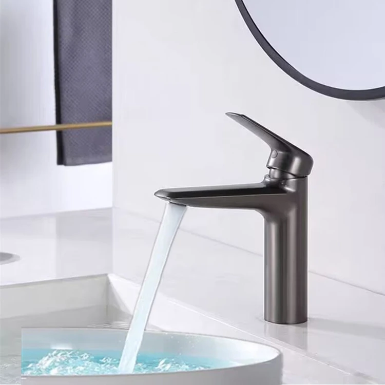 枪灰色全铜浴室柜面盆水龙头洗脸盆冷热卫生间通用洗手龙头防溅水