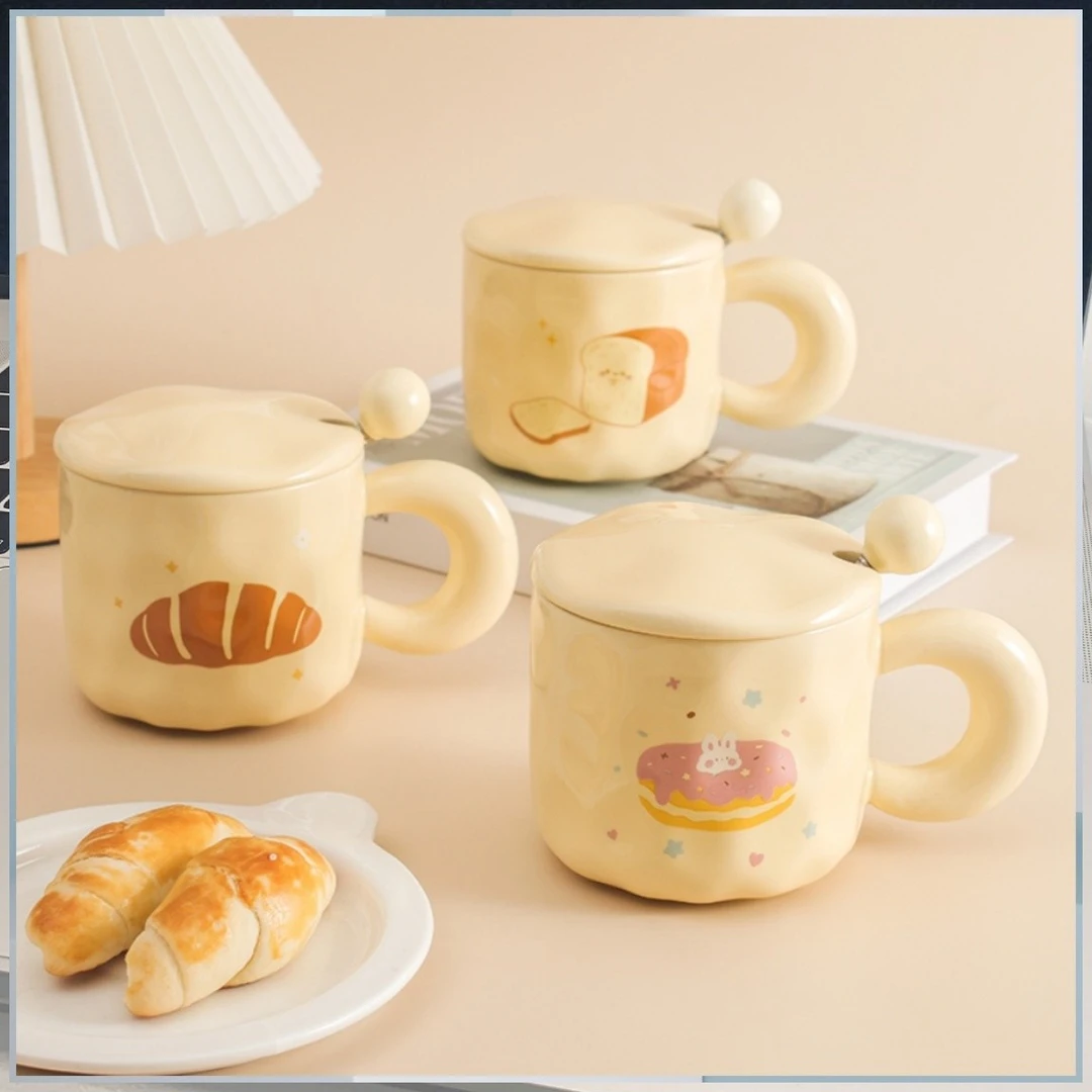 田园风fufu杯子牛奶杯大容量宿舍用喝水水杯网红陶瓷杯面包马克杯