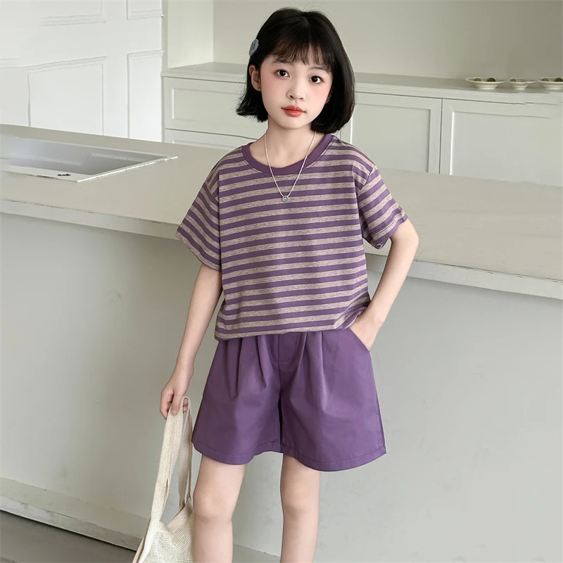 女童夏套装2025新款洋气大童短袖T恤儿童运动短裤夏季韩版穿搭潮t