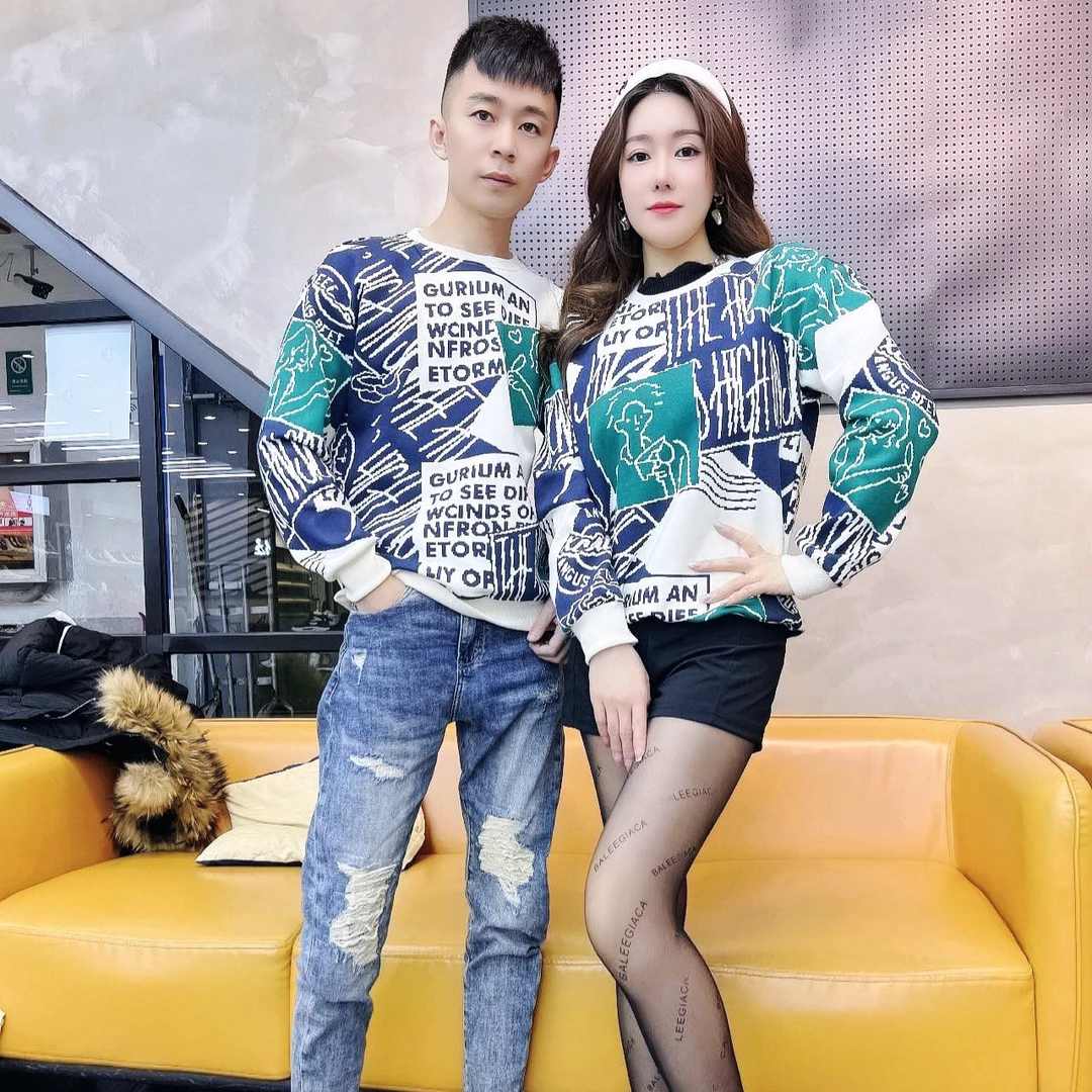 863广州休闲圆领套头卫衣时尚亲子亲子装秋冬图案秋冬季水洗日常