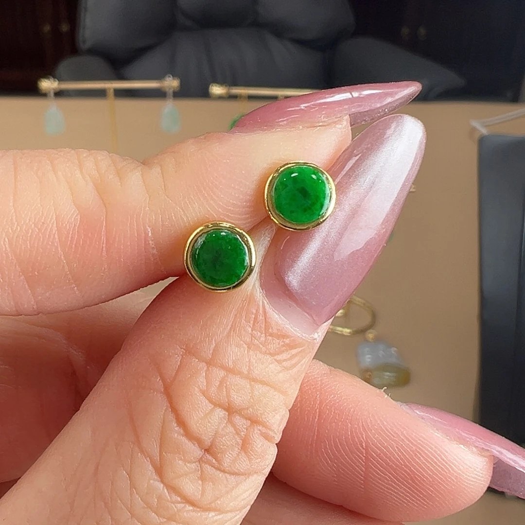 翡翠银S925镶嵌耳饰耳饰54