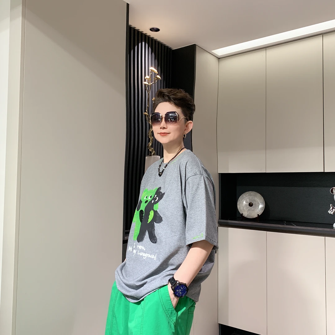 【六哥原创】设计款潮流夏季2025圆领个性印花卡通刺绣休闲短袖T恤