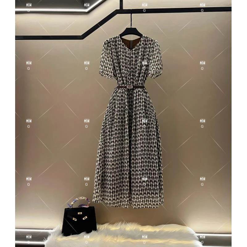 春夏丨设计师轻奢法式印花女士连衣裙 GS-56182