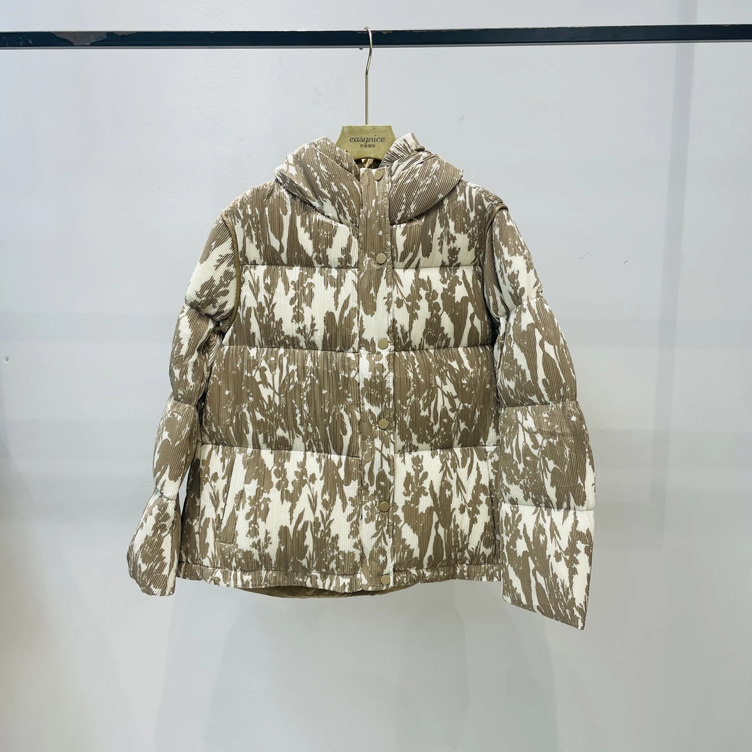 冬季短款羽绒服休闲百搭宽松显瘦连帽印花加厚保暖外套 WH-88031